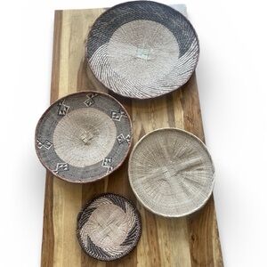 Woven Tonga Binga Zimbabwe Decorative Baskets Wall Art. Set of Four 23”-10.5”